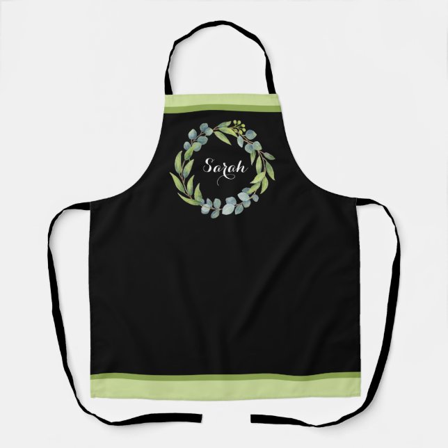 Tablier Serre florale d'eucalyptus en noir (Recto)