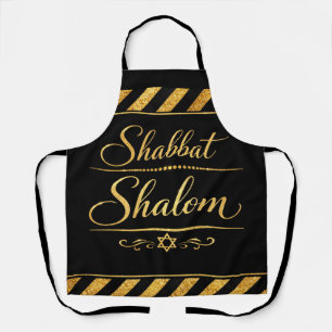 Tablier Shabbat Shalom Judaïsme Judaica Or Noir Luxe