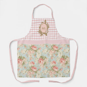 Tablier Shabby Chic Vintage Roses Roses Floral Monogramme