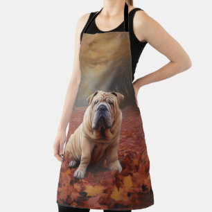 Tablier Shar Pei dans l'automne Feuilles automne Inspire