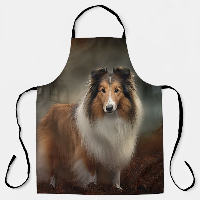 Tablier Shetland Sheepdog Halloween Épouvantable (Recto)
