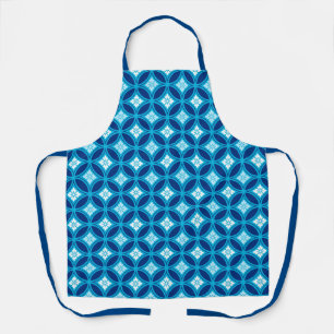 Tablier Shippo avec Motif à Fleur, Deep Indigo Blue