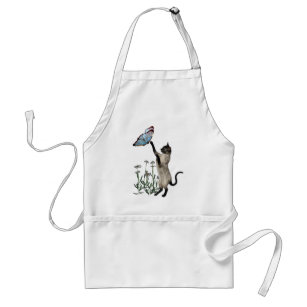 Tablier Siamese Cat Butterfly Daisies Apron