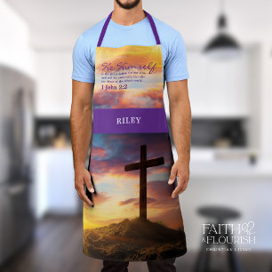 Tablier Silhouette Cross Scripture Personnalisée