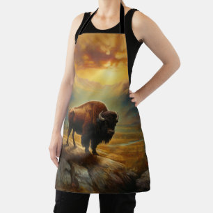 Tablier Silhouette de Bison de Buffalo au Coucher du Solei