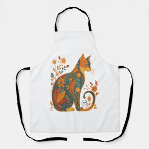Tablier Silhouette de chat floral - Coloré Vintage Botaniq