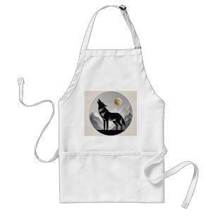 Tablier Silhouette de loup lisse noir gris minimaliste