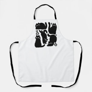 Tablier Silhouettes de chat noir - Design Feline mignon