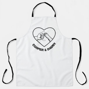 Tablier Simple Black Outline Chien et Papa Fist Bump