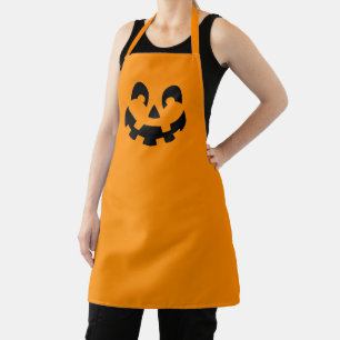 Tablier Simple Citrouille Noire Visage Sur Halloween Orang