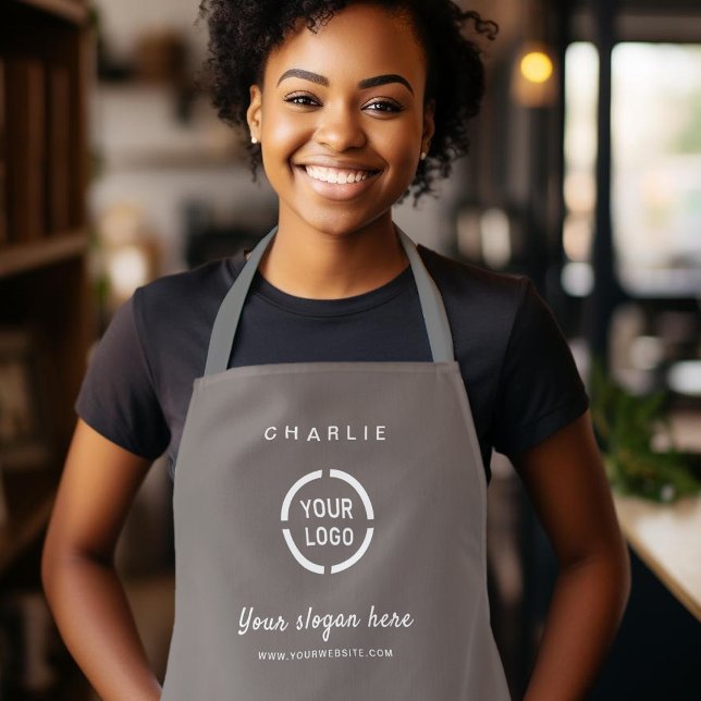 Tablier Simple Custom Company Logo personnalisé gris de vi (Simple Custom Company Logo personalized mink gray Apron)