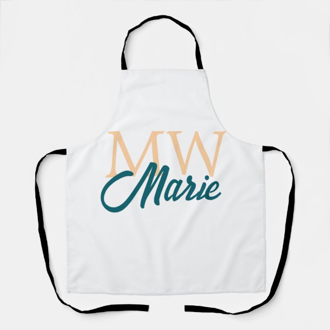 Tablier simple minimal add name monogram orange blue bold (Recto)