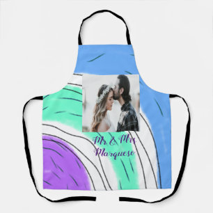 Tablier simple minimum add your name Phoblue green purp