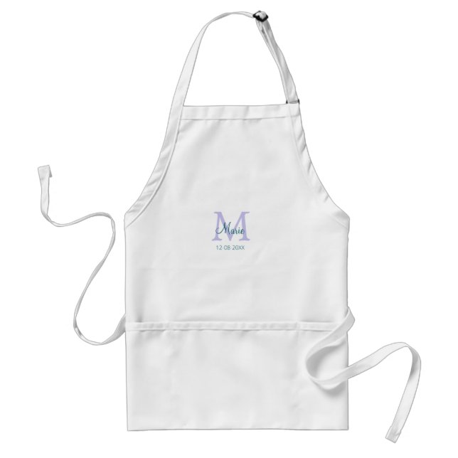 Tablier simple minimum ajouter nom monogramme violet vert  (Devant)