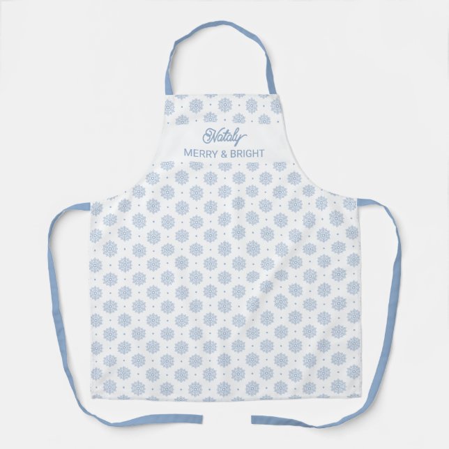 Tablier Simple moderne Motif de flocons de neige bleu clai (Recto)