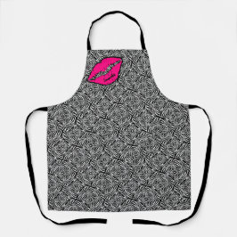Tablier Simple Zèbre avec lèvres roses Personnalisé