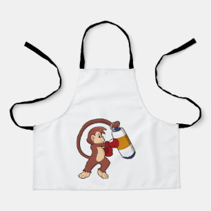 Tablier Singe à la boxe avec sac de poinçonnage