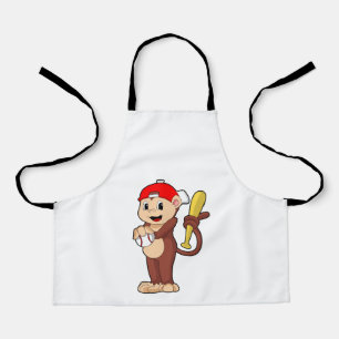 Tablier Singe au baseball avec batte de baseball