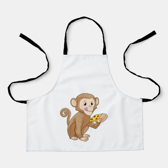 Tablier Singe avec morceau de pizza (Recto)