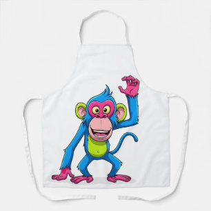 Tablier Singe de dessin animé rose souriant mascotte