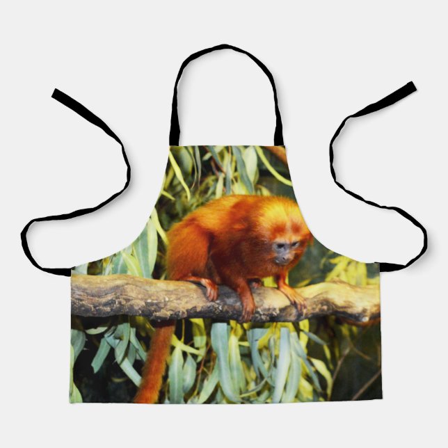 Tablier Singe Marmoset Orange, Espace Plein Impression Enf (Recto)