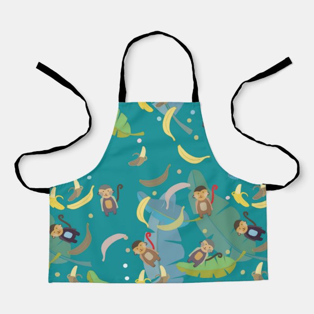 Tablier Singe mignon et bananes dans le Motif d'arbre (Recto)