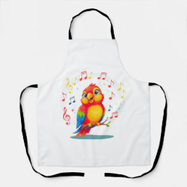 Tablier **Singing Parrot – Cute Parrot Singing Illustratio