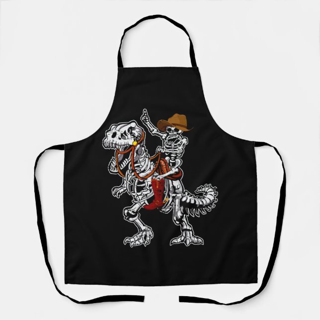 Tablier Skeleton Rides Dinosaures Skeleton Cowboy Bone Hal (Recto)