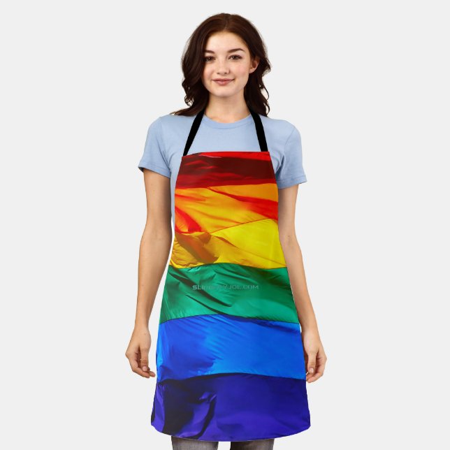 Tablier SlipperyJoe's drapeau gay pride agitant des couleu (Porté)