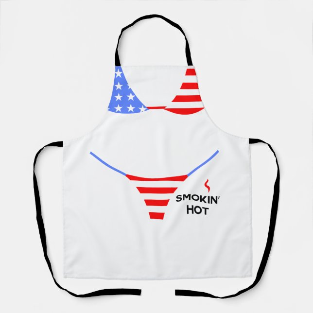 Tablier Smokin’ Hot Patriotic Apron – Red, White & Blue (Recto)