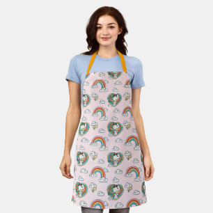Tablier Snoopy & Woodstock Rainbow Heart Motif