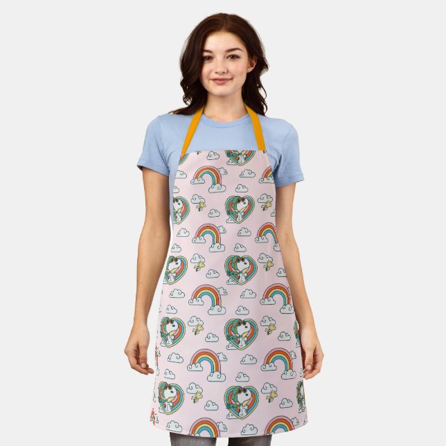 Tablier Snoopy & Woodstock Rainbow Heart Motif (Porté)