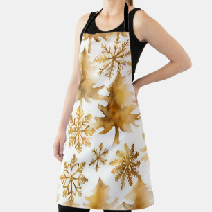 Tablier Snowflakes dorés et Gold Holiday Trees