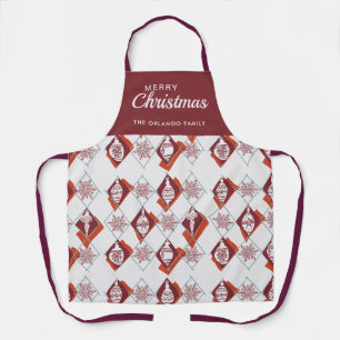 Tablier Snowflakes Nom Rouge Joyeux Noël Motif