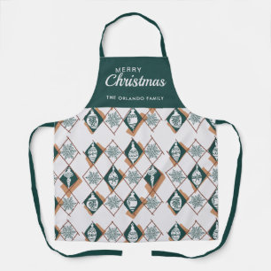Tablier Snowflakes Nom Vert Joyeux Noël Motif