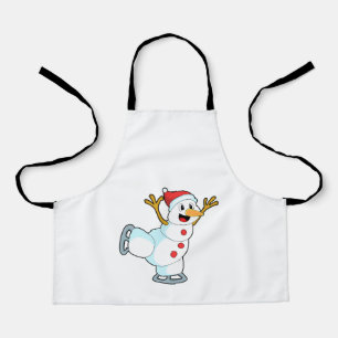 Tablier Snowman au patinage sur glace avec patins sur glac