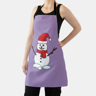 Tablier Snowman avec Bonnet rouge et Écharpe