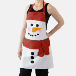 Tablier Snowman Avec Écharpe Rouge Noël