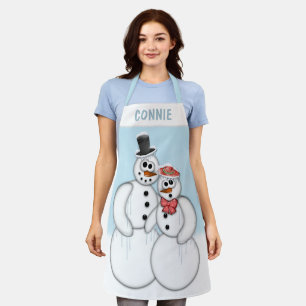 Tablier Snowman Couple