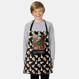 Tablier Snowman De Vacances Nom Et Photo Kids Noir