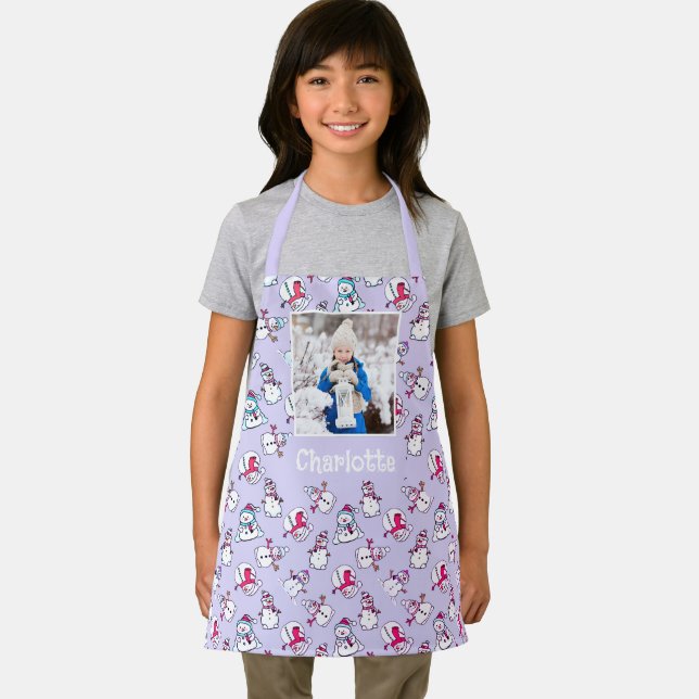 Tablier Snowman Motif Avec Filles Nom Lilac (Insitu)