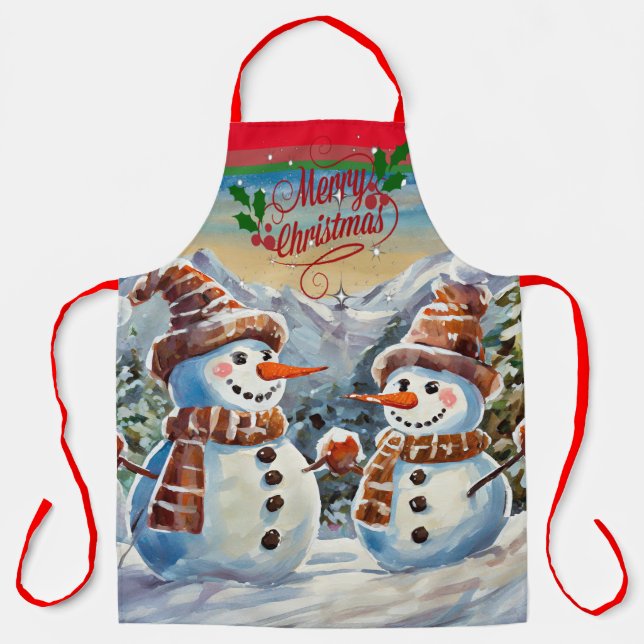Tablier Snowmen, Joyeux Noël, (Recto)
