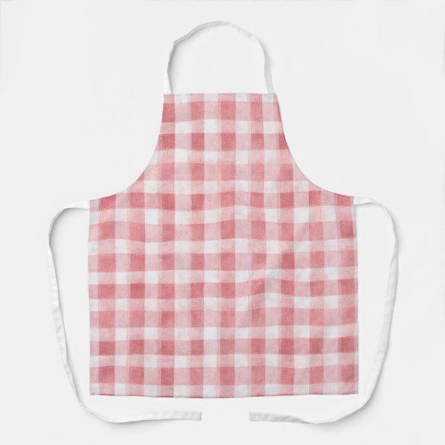 Tablier Soft Girly Pink White Plaid Stripes Bridal Showe   (Recto)