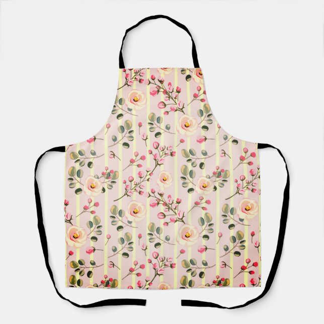 Tablier Soft Pink Floral Stripe Pattern (Recto)