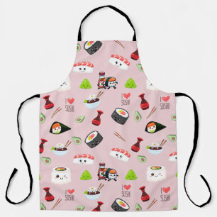 Tablier Soja amoureux mignon rose clair Kawaii Sushi