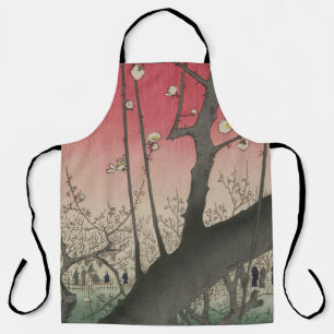 Tablier soleil couchant japonais pruniers arbres