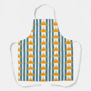Tablier Soleil orange jaune sur bandes Turquoises