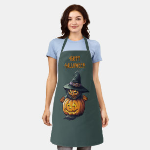 Tablier Sorcière de citrouille en costume de chat -