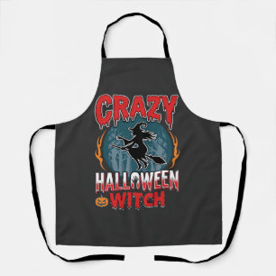 Tablier Sorcière d'Halloween folle balai volant design d'h