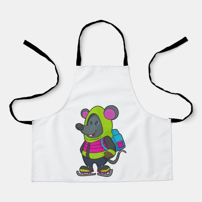 Tablier Souris au patinage sur glace avec patins sur glace (Recto)